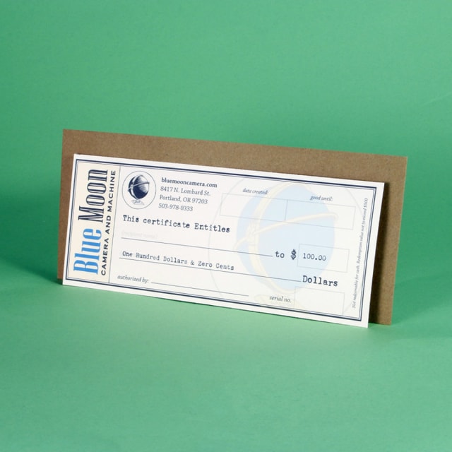 Blue Moon Camera Gift Certificate - $100.00