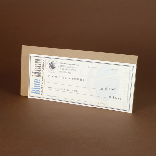 Blue Moon Camera Gift Certificate - $50.00