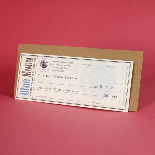 Blue Moon Camera Gift Certificate - $25.00