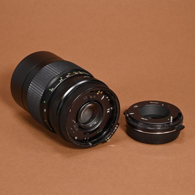 Vivitar 200mm f3.5 Auto Telephoto Lens for Vivitar TX with Olympus OM Lens Mount Adapter