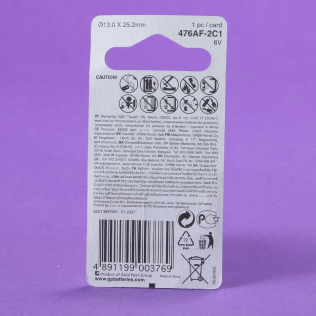 GP 4LR44 28A 6V Alkaline Battery
