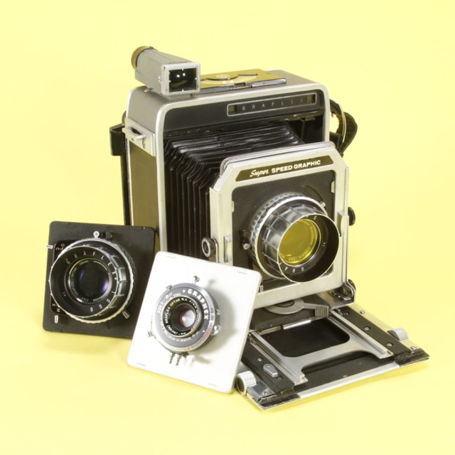 Graflex Super Speed Graphic Camera with Three Lenses