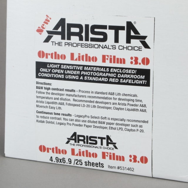 Arista Ortho Litho Film 3.0 - 4.9x6.9/25 Sheets - For 5x7 Holders