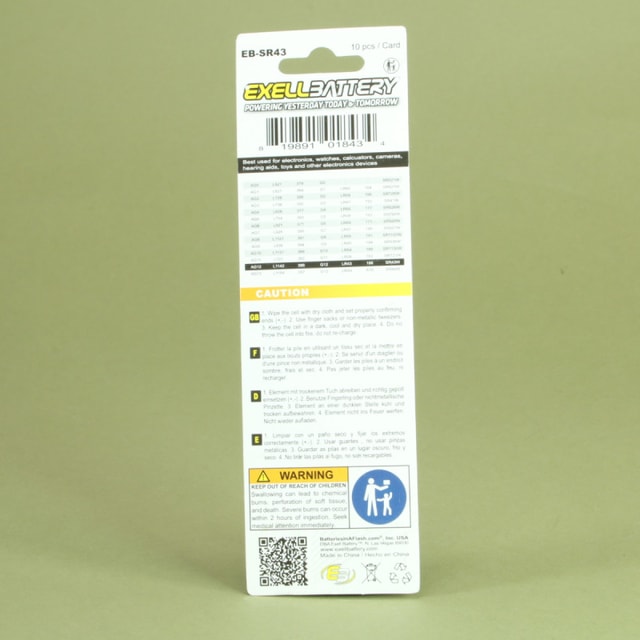 Exell SR43 1.55v Silver Oxide Battery
