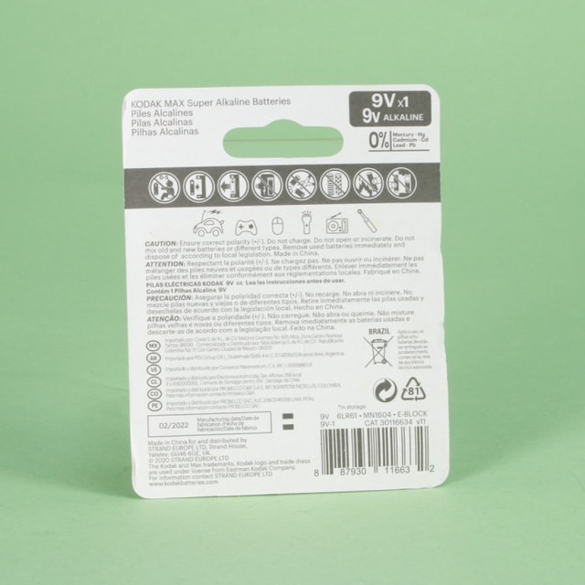 Kodak Max Super Alkaline 9v Battery