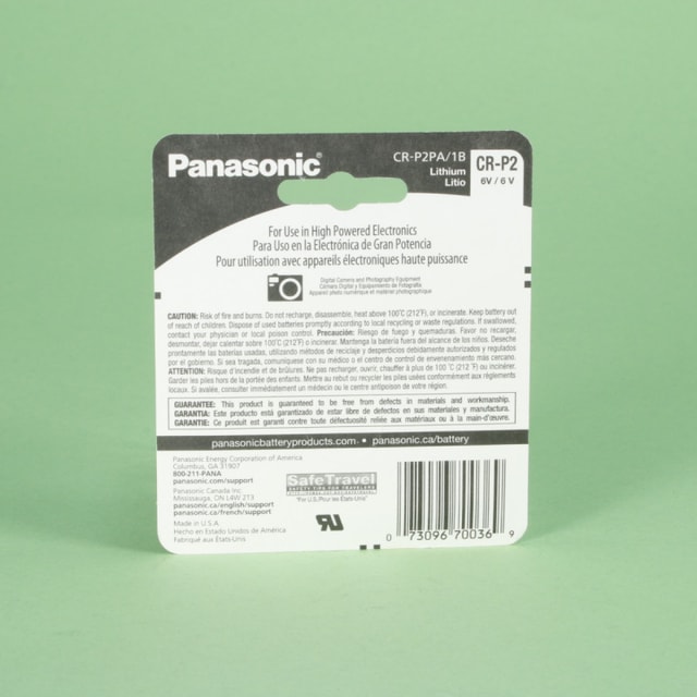Panasonic CR-P2 6V Lithium Battery
