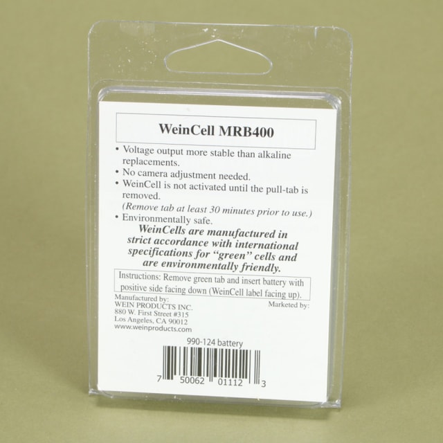 Wein Cell MRB-400 1.35V Zinc/Air Mercury-Free Battery