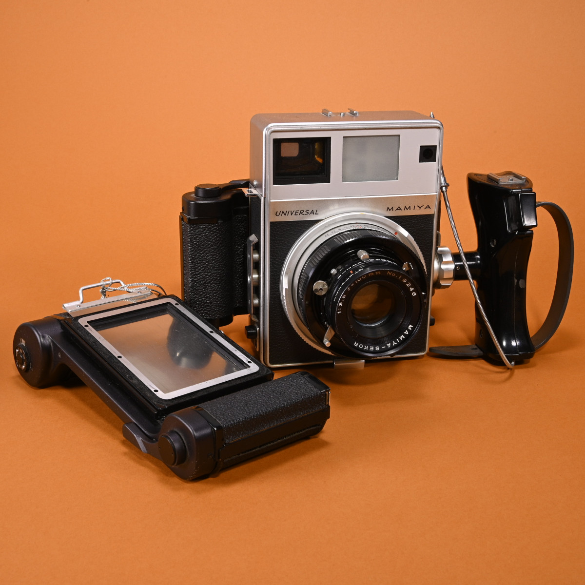 Mamiya Press Universal Camera with 100mm f/3.5 & Two Film Backs
