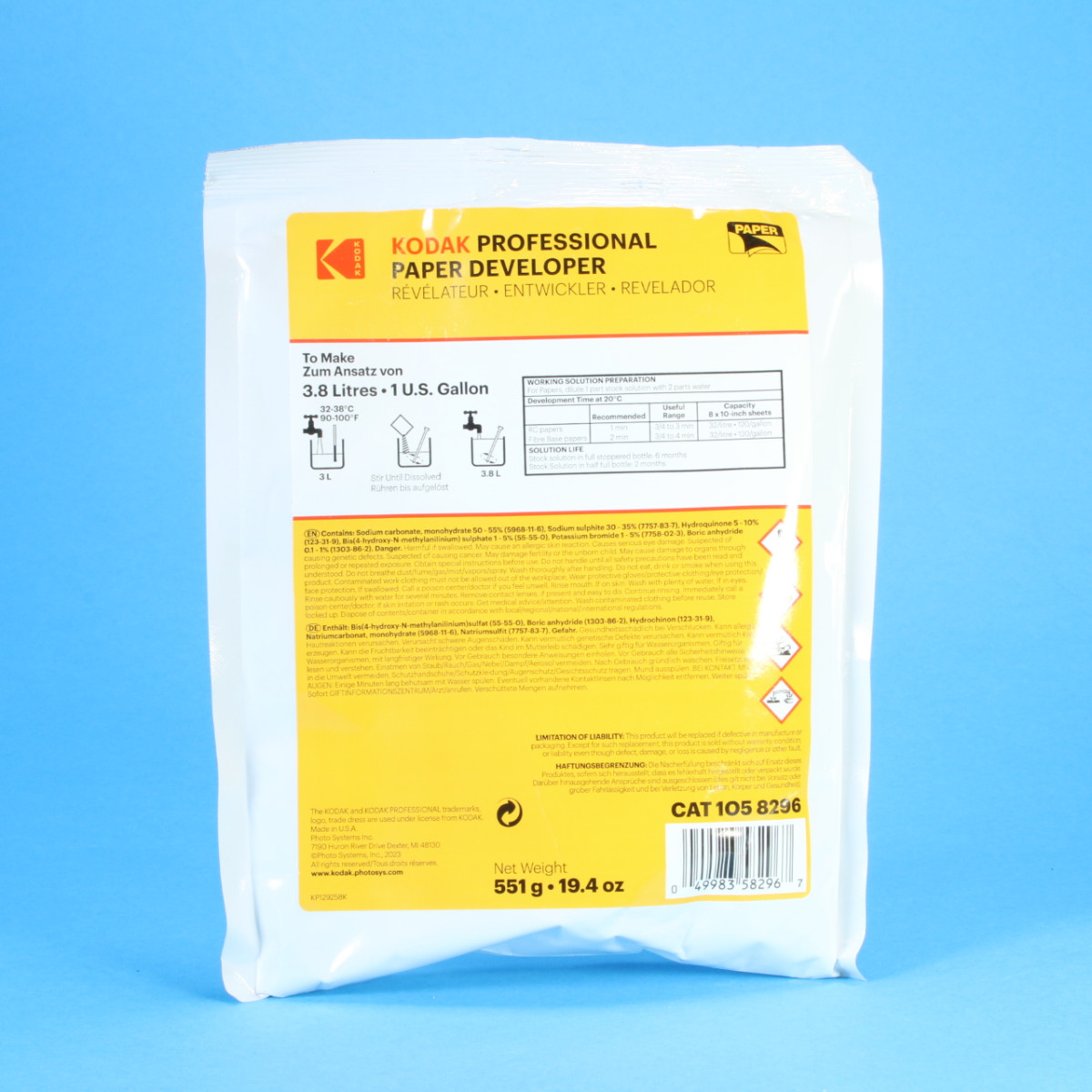 Kodak Professional Dektol Paper Developer - 1 Gallon | Blue Moon Camera